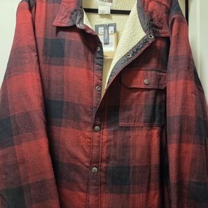 The North Face Red and Black Plaid Shirt Jacket